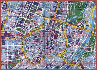 Туристическая карта Мюнхена с достопримечательностями