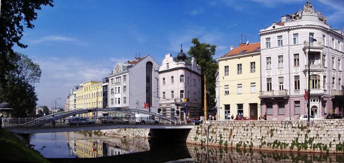 Sarajevo riverside panorama