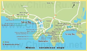 Карта острова Хайнань с отелями