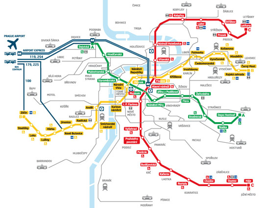 Карта метро в Праге