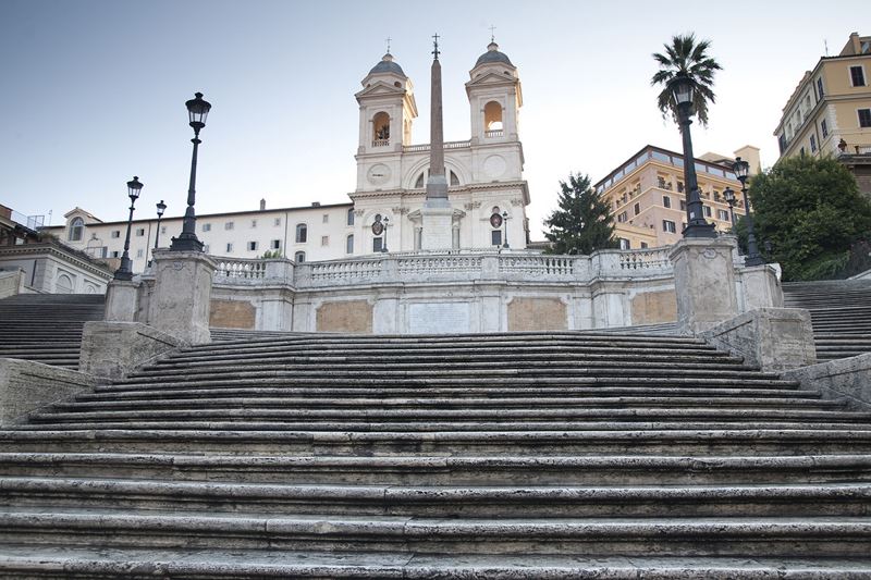 Spanish Steps in Rome, Italy at Dawn