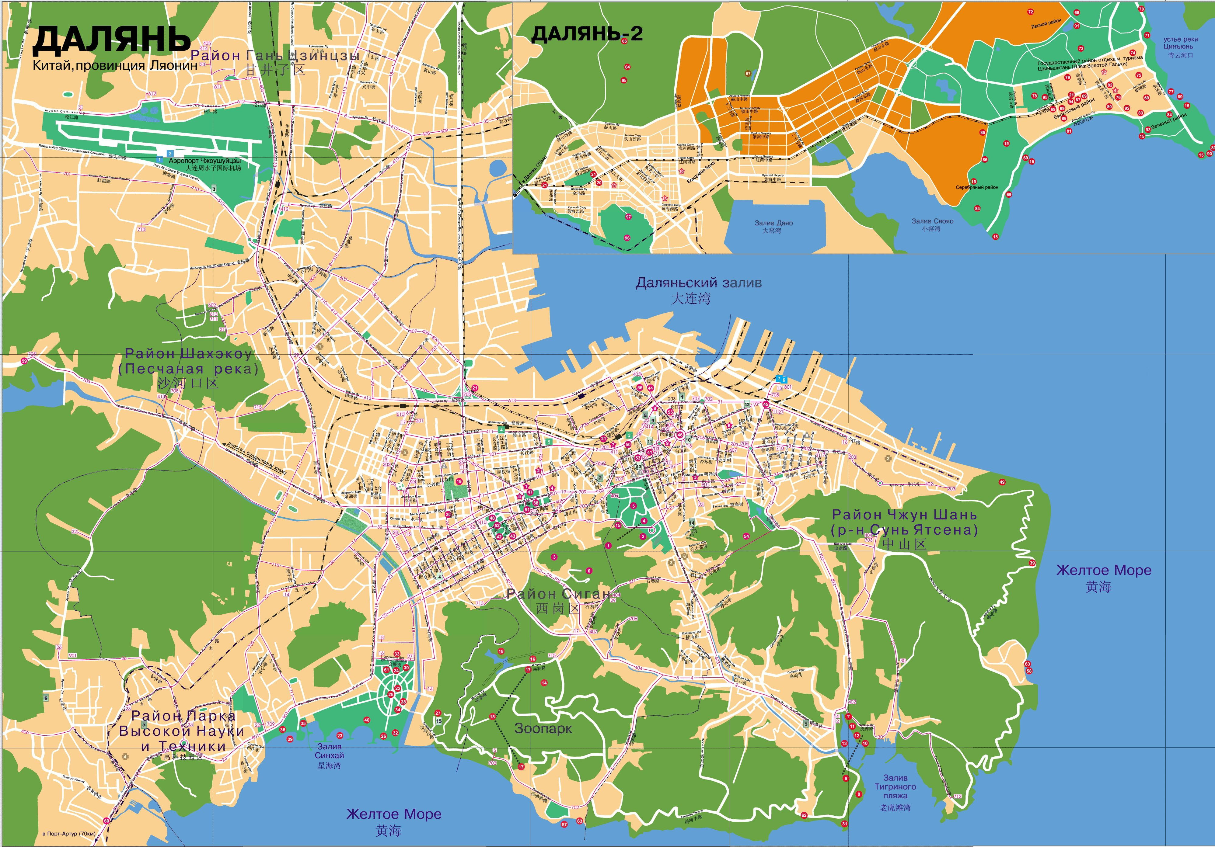 Карта города Далянь