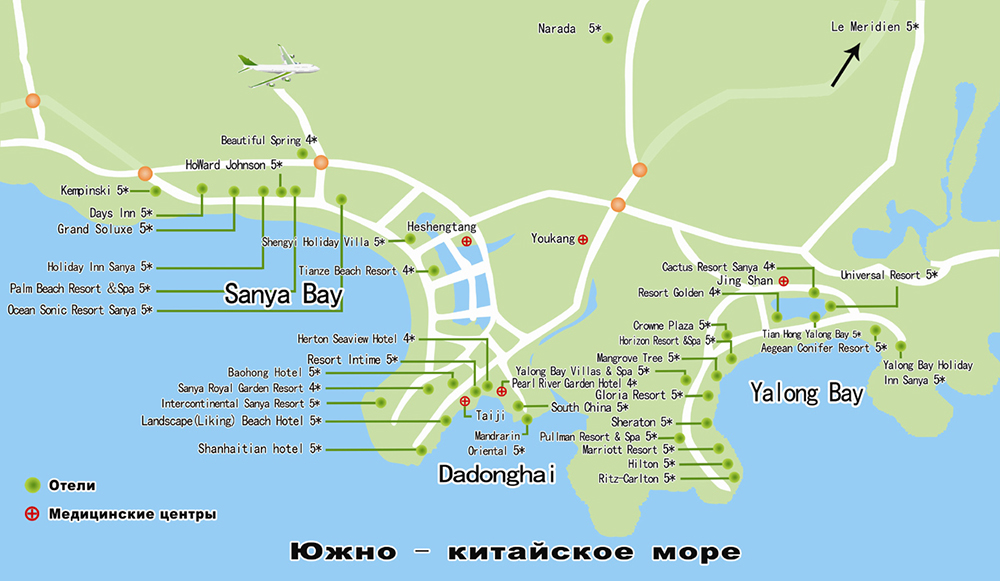 Карта курорта Санья