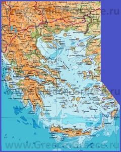 Физическая карта Греции
