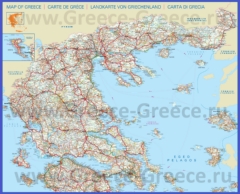 Подробная карта материковой северной части Греции с городами и курортами