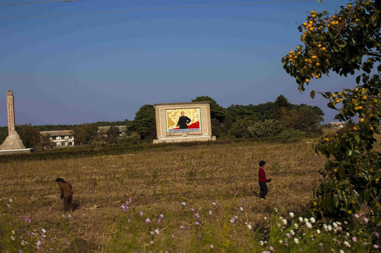 Портрет Ким Ир Сена в поле