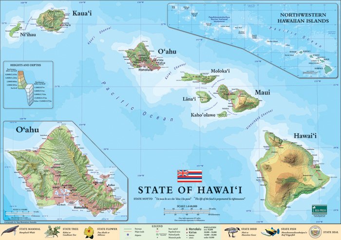 Карта гавайских островов