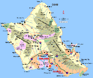 карта Оаху Гавайские острова США