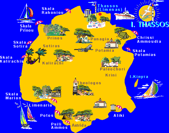 карта острова Тасос