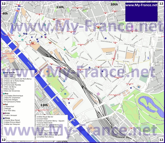 Карта 12 округа Парижа