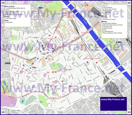 Карта 13 округа Парижа
