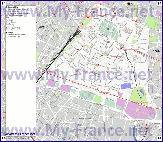 Карта 14 округа Парижа