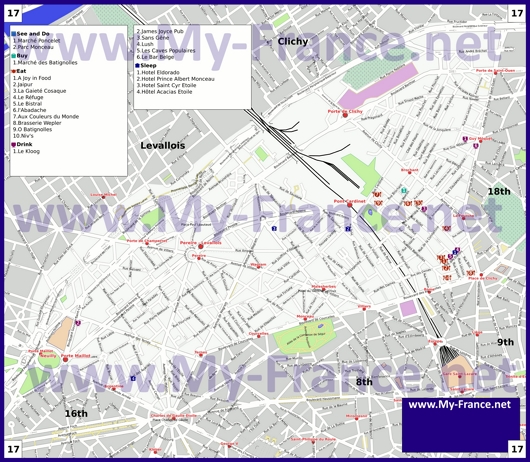 Карта 17 округа Парижа