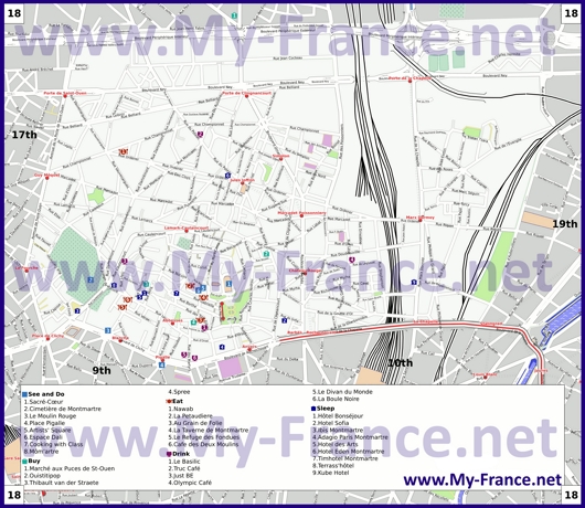 Карта 18 округа Парижа