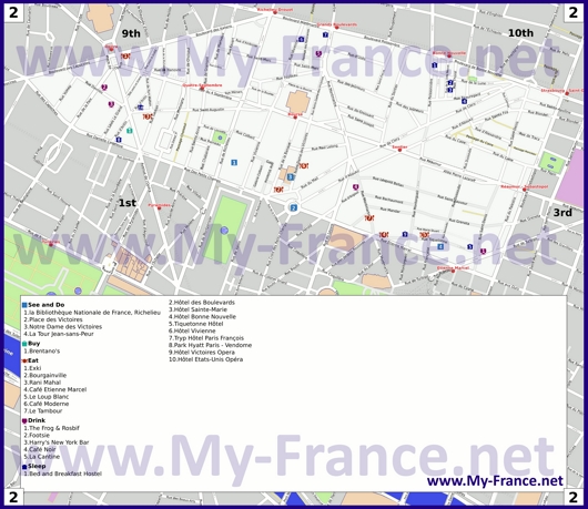Карта 2 округа Парижа