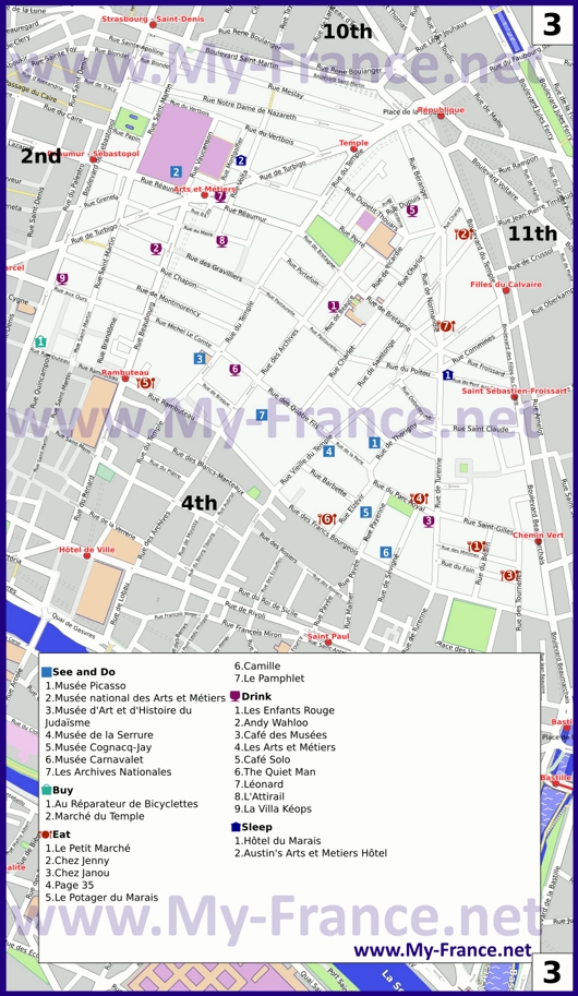 Карта 3 округа Парижа