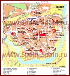 Карта центра Толедо с достопримечательностями