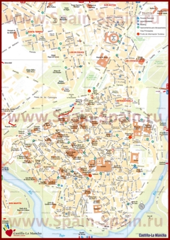 Подробная туристическая карта города Толедо с отелями и достопримечательностями