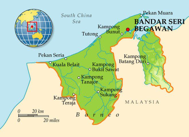 Бруней на карте