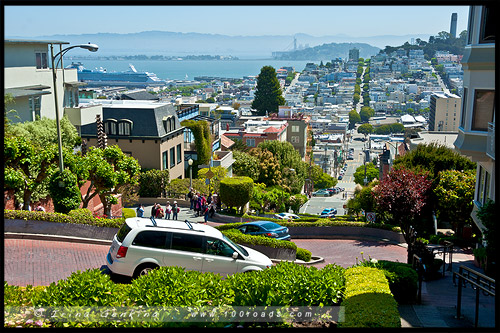 Ломбард стрит, Lombard Street, Сан Франциско, San Francisco, Калифорния, California, СЩА, USA, Америка, America