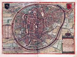 Большая детальная средневековая карта Брюсселя.
