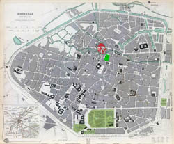 Большая детальная старая карта Брюсселя - 1837-го года.
