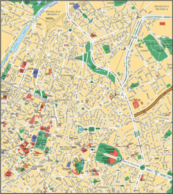 Большая детальная карта дорог (автодорог) центральной части Брюсселя.