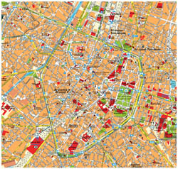 Туристическая карта центральной части Брюсселя.