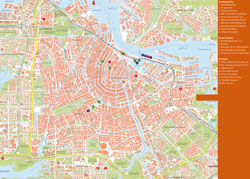 Большая детальная карта главных туристических достопримечательностей Амстердама.