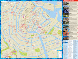 Большая подробная карта главных достопримечательностей центральной части Амстердама.