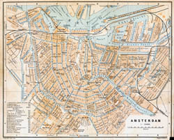 Большая старая карта дорог Амстердама.