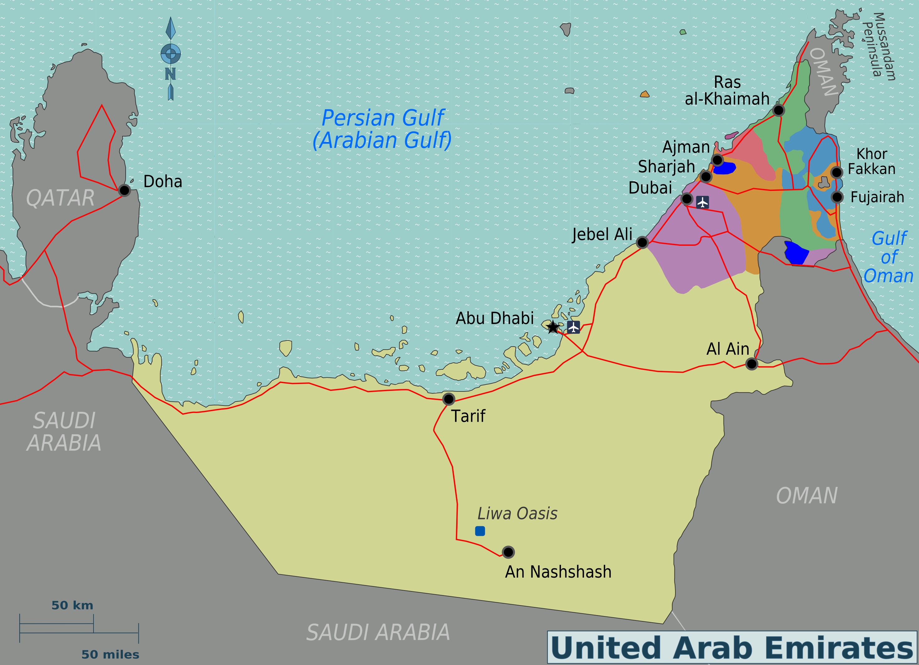 Географическая карта ОАЭ