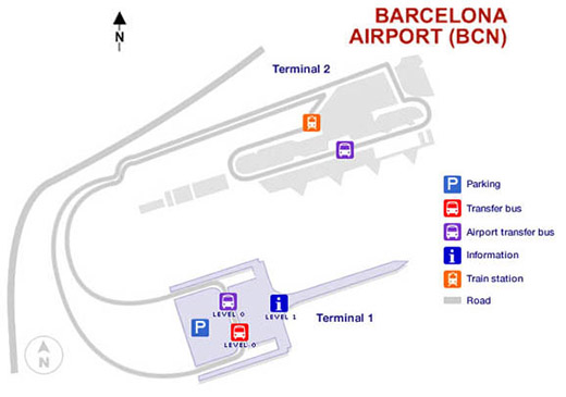 Карта Аэропорта Эль-Прат в Барселоне