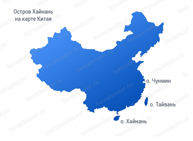 Хайнань на карте Китая