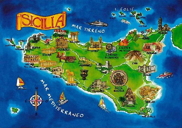 Сицилия (Sicilia), Италия - достпримечательности, путеводитель, карты, туристические маршруты. Что посмотреть на Сицилии: Палермо и окрестности. Транспорт.