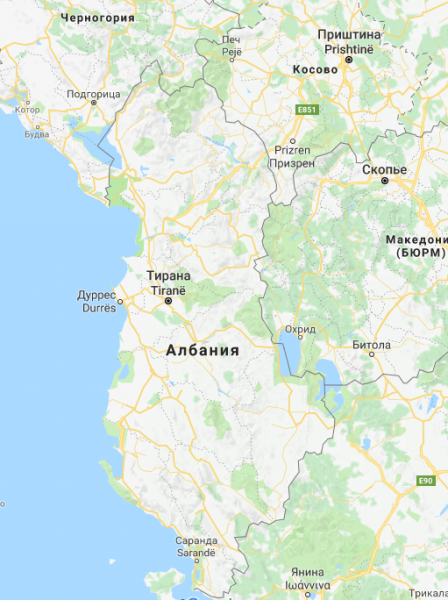 Географическое положение Албании