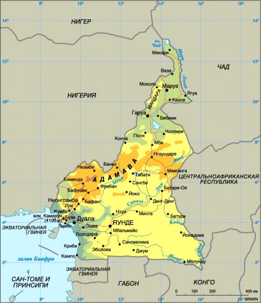 Туристическая карта Камеруна