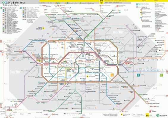 Карта берлина с зонами и схемой метро и достопримечательности