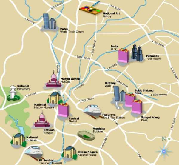 Карта куала лумпур с достопримечательностями на русском языке